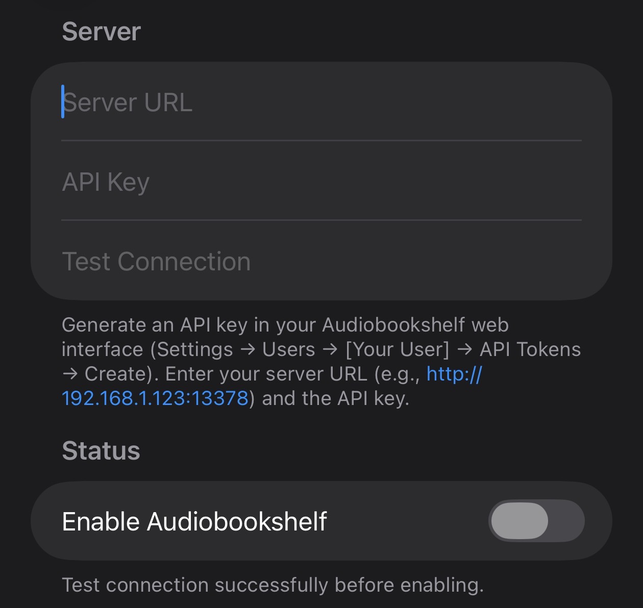 Audiobookshelf settings