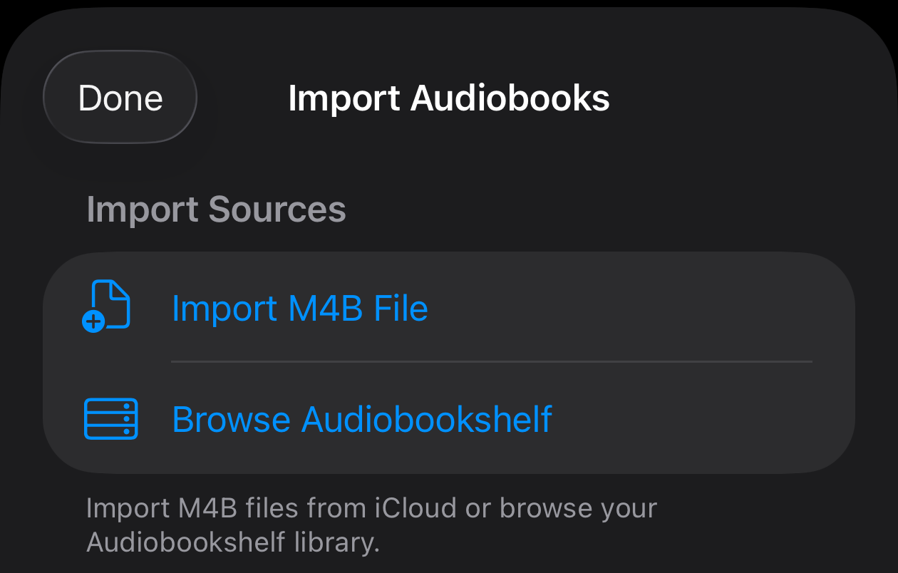 Import audiobooks dialog