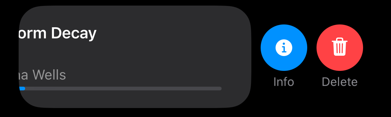 Swipe right to reveal Info and Delete buttons